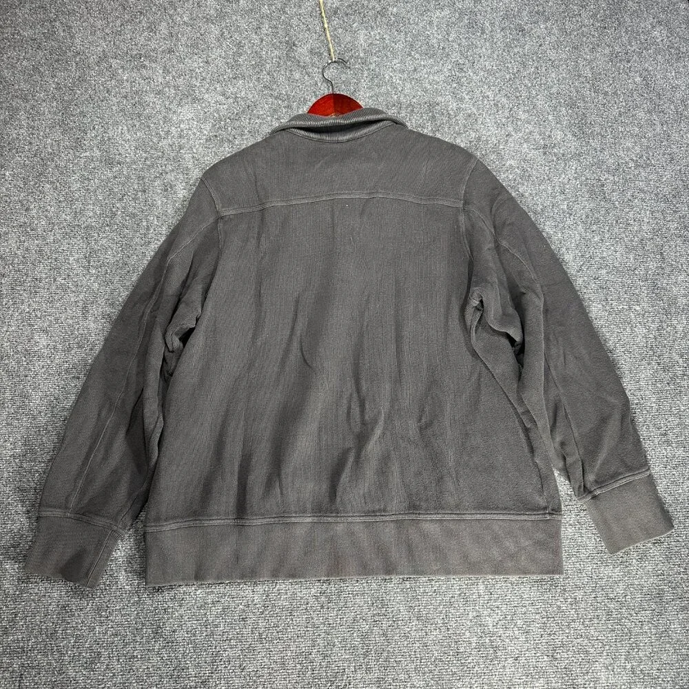 Eddie Bauer Sweater Mens XL 1/4 Zip Gray Cotton Ribbed Knit Pullover Long Sleeve